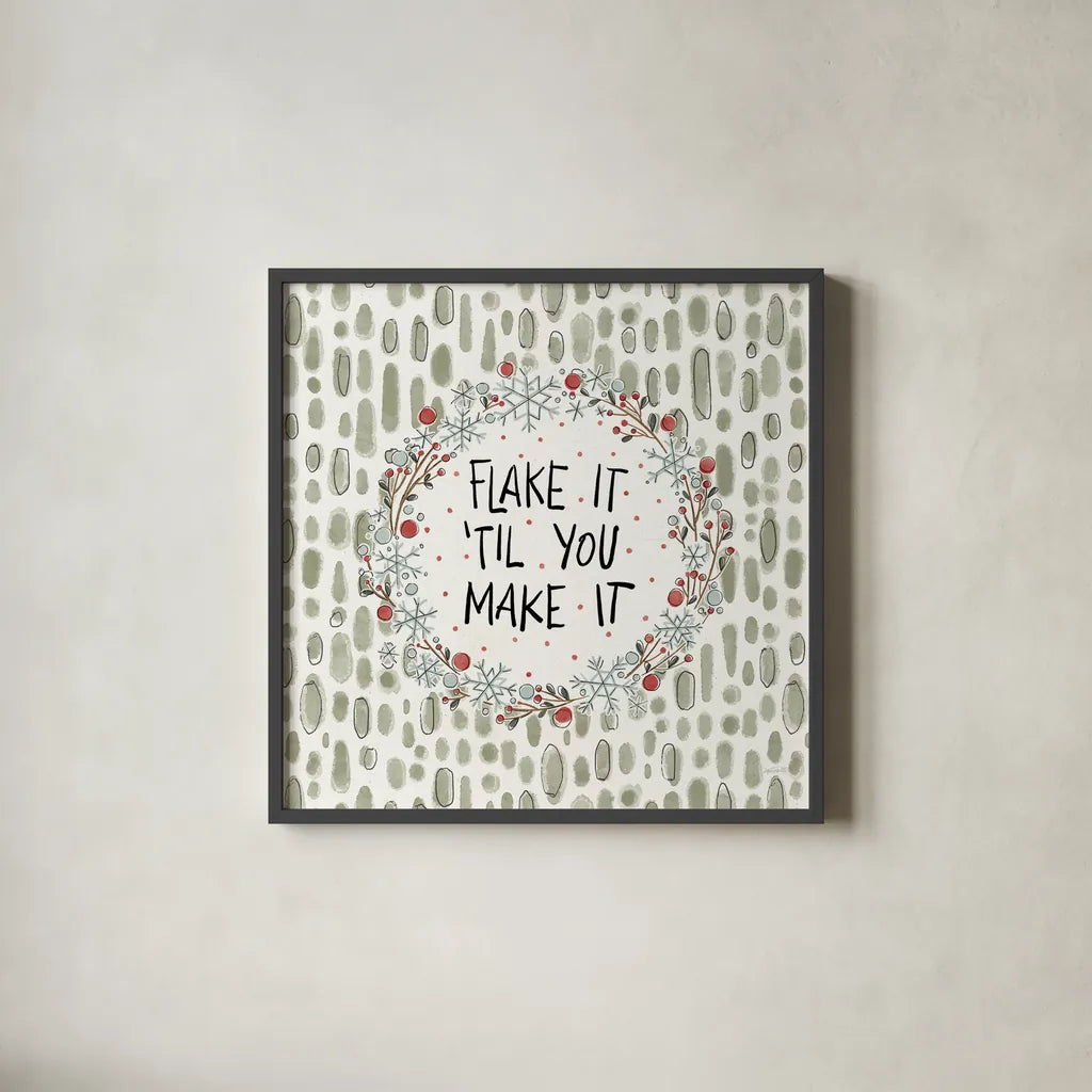 Holiday Fun VII by Anne Tavoletti. Shown in a sleek black glass frame for a contemporary gallery look. Available as an archival giclee rolled canvas, fine art paper, or poster print. SKU 84461a.