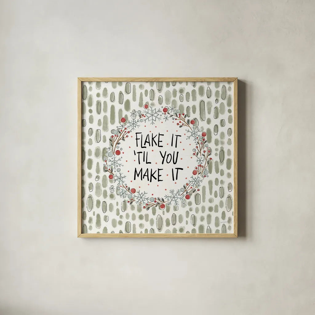 Holiday Fun VII by Anne Tavoletti. Shown in a natural wood glass frame for a timeless modern aesthetic. Available as an archival giclee rolled canvas, fine art paper, or poster print. SKU 84461a.