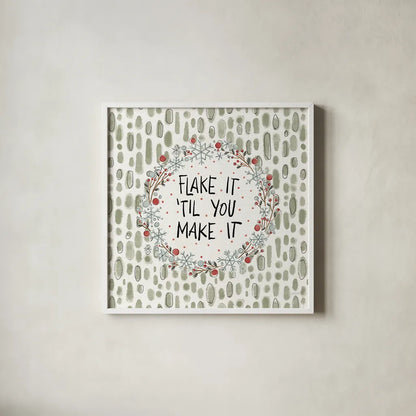 Holiday Fun VII by Anne Tavoletti. Shown in a crisp white glass frame for a clean and minimalist style. Available as an archival giclee rolled canvas, fine art paper, or poster print. SKU 84461a.