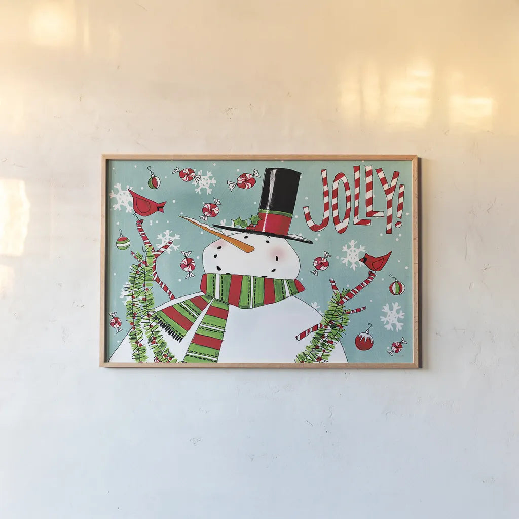 Holiday Joy I by Anne Tavoletti. shown as a paper print in a natural frame. Available as a archival giclee rolled canvas, fine art paper, or poster print. SKU 53560i.