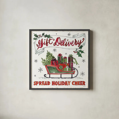 Holiday Season II by Anne Tavoletti. Shown in a sleek black glass frame for a contemporary gallery look. Available as an archival giclee rolled canvas, fine art paper, or poster print. SKU 66501a.