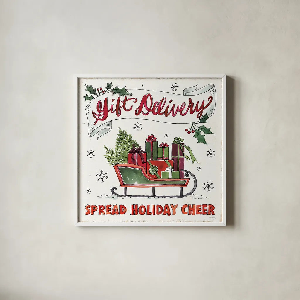 Holiday Season II by Anne Tavoletti. Shown in a crisp white glass frame for a clean and minimalist style. Available as an archival giclee rolled canvas, fine art paper, or poster print. SKU 66501a.