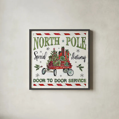 Holiday Season IV by Anne Tavoletti. Shown in a sleek black glass frame for a contemporary gallery look. Available as an archival giclee rolled canvas, fine art paper, or poster print. SKU 66503a.