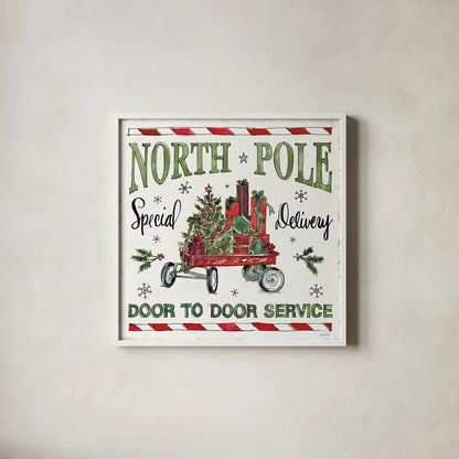 Holiday Season IV by Anne Tavoletti. Shown in a crisp white glass frame for a clean and minimalist style. Available as an archival giclee rolled canvas, fine art paper, or poster print. SKU 66503a.