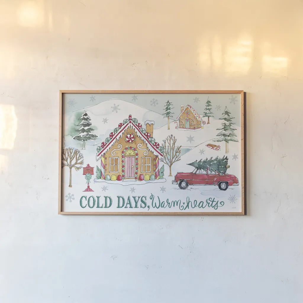 Holiday Trimmings I by Anne Tavoletti. shown as a paper print in a natural frame. Available as a archival giclee rolled canvas, fine art paper, or poster print. SKU 78088i.