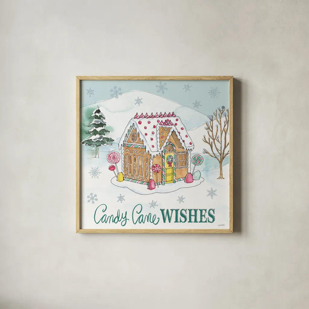 Holiday Trimmings II by Anne Tavoletti. Shown in a natural wood glass frame for a timeless modern aesthetic. Available as an archival giclee rolled canvas, fine art paper, or poster print. SKU 78089a.