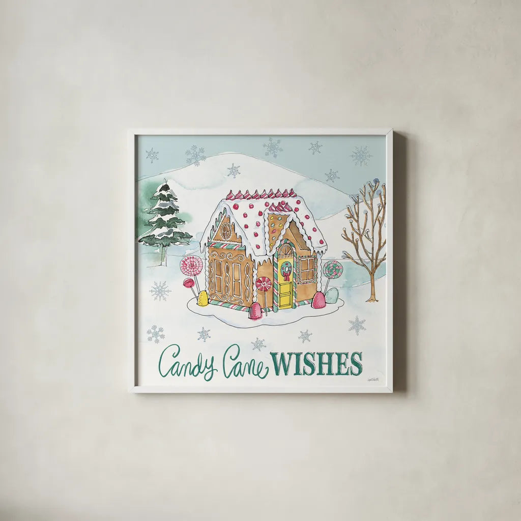 Holiday Trimmings II by Anne Tavoletti. Shown in a crisp white glass frame for a clean and minimalist style. Available as an archival giclee rolled canvas, fine art paper, or poster print. SKU 78089a.