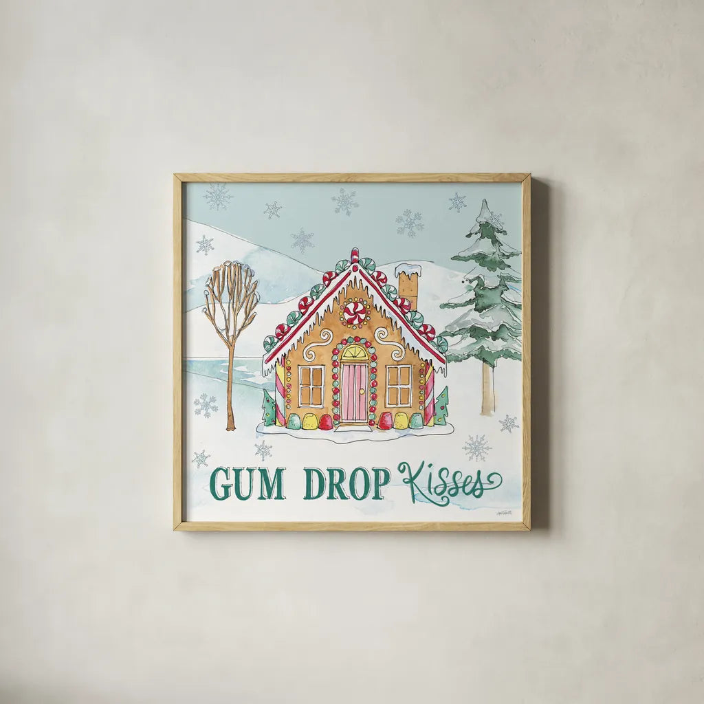 Holiday Trimmings III by Anne Tavoletti. Shown in a natural wood glass frame for a timeless modern aesthetic. Available as an archival giclee rolled canvas, fine art paper, or poster print. SKU 78090a.