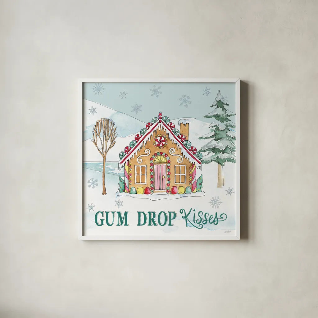 Holiday Trimmings III by Anne Tavoletti. Shown in a crisp white glass frame for a clean and minimalist style. Available as an archival giclee rolled canvas, fine art paper, or poster print. SKU 78090a.