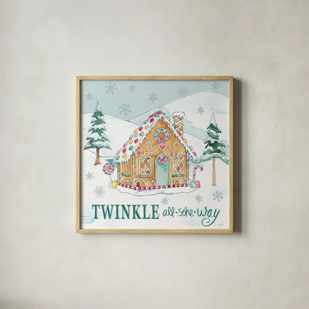 Holiday Trimmings IV by Anne Tavoletti. Shown in a natural wood glass frame for a timeless modern aesthetic. Available as an archival giclee rolled canvas, fine art paper, or poster print. SKU 78091a.