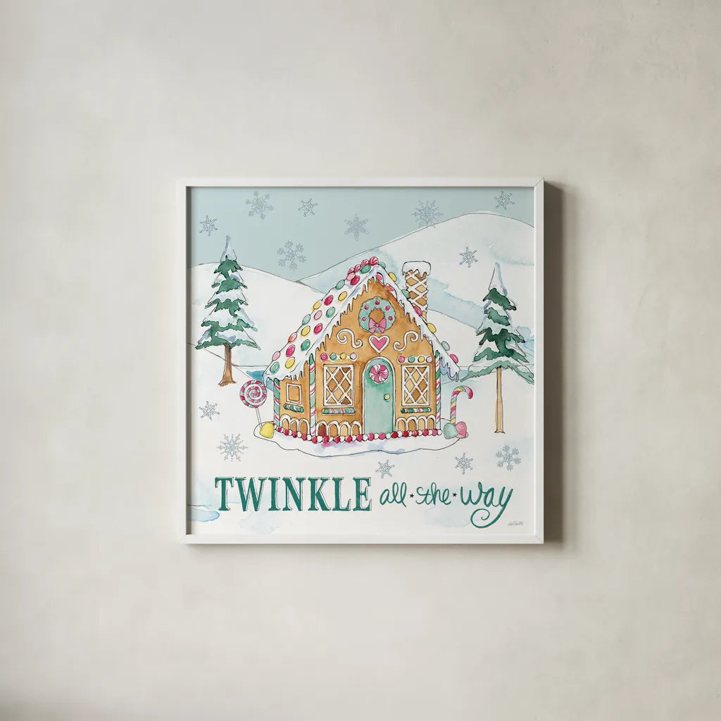 Holiday Trimmings IV by Anne Tavoletti. Shown in a crisp white glass frame for a clean and minimalist style. Available as an archival giclee rolled canvas, fine art paper, or poster print. SKU 78091a.