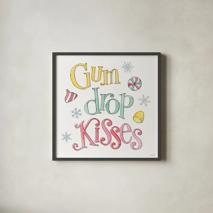 Holiday Trimmings IX by Anne Tavoletti. Shown in a sleek black glass frame for a contemporary gallery look. Available as an archival giclee rolled canvas, fine art paper, or poster print. SKU 78096a.