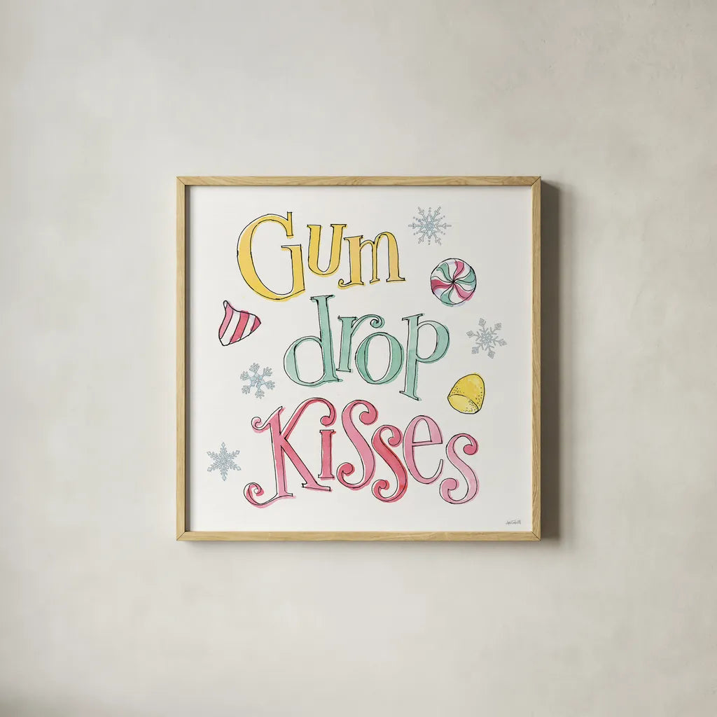 Holiday Trimmings IX by Anne Tavoletti. Shown in a natural wood glass frame for a timeless modern aesthetic. Available as an archival giclee rolled canvas, fine art paper, or poster print. SKU 78096a.