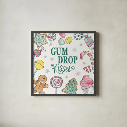 Holiday Trimmings VI by Anne Tavoletti. Shown in a sleek black glass frame for a contemporary gallery look. Available as an archival giclee rolled canvas, fine art paper, or poster print. SKU 78093a.