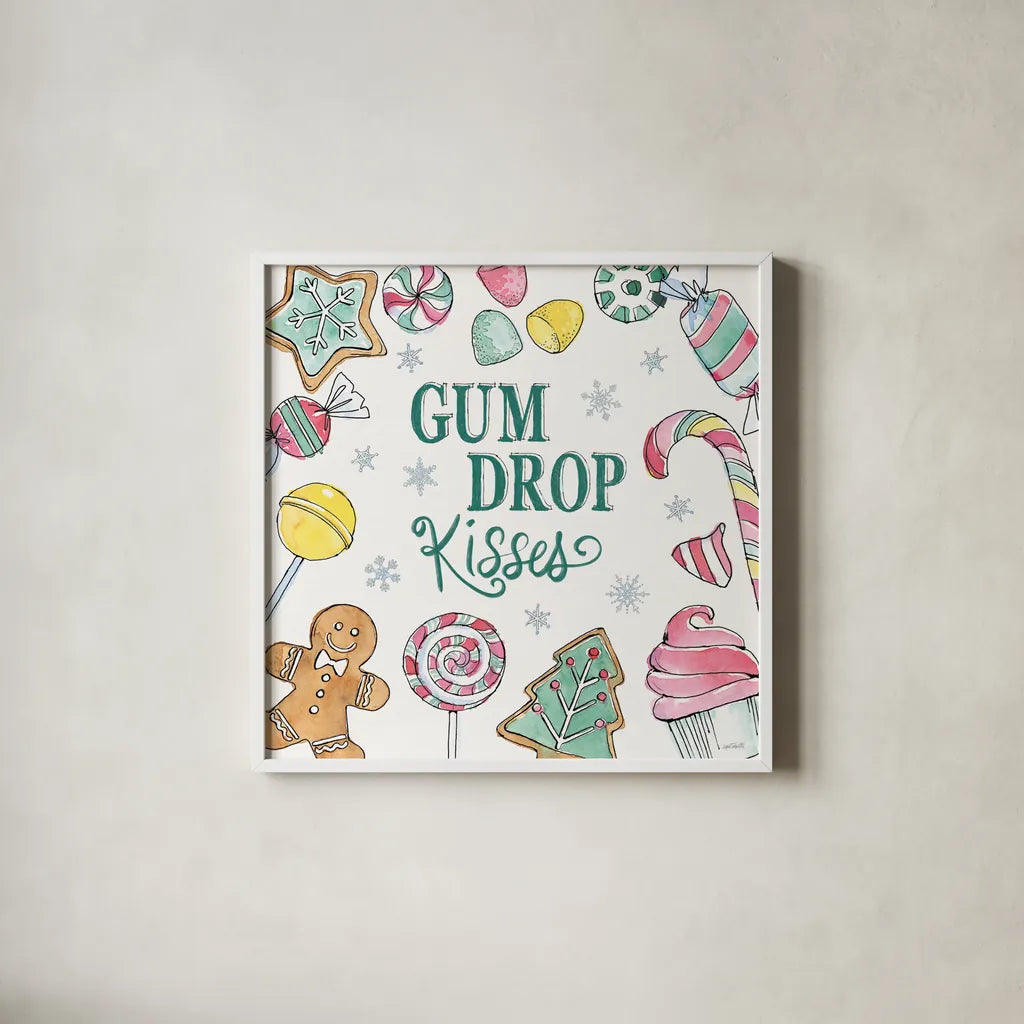 Holiday Trimmings VI by Anne Tavoletti. Shown in a crisp white glass frame for a clean and minimalist style. Available as an archival giclee rolled canvas, fine art paper, or poster print. SKU 78093a.