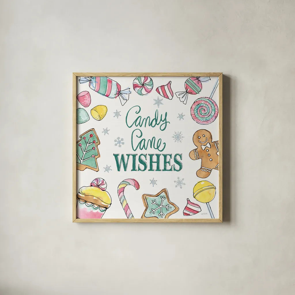 Holiday Trimmings VII by Anne Tavoletti. Shown in a natural wood glass frame for a timeless modern aesthetic. Available as an archival giclee rolled canvas, fine art paper, or poster print. SKU 78094a.