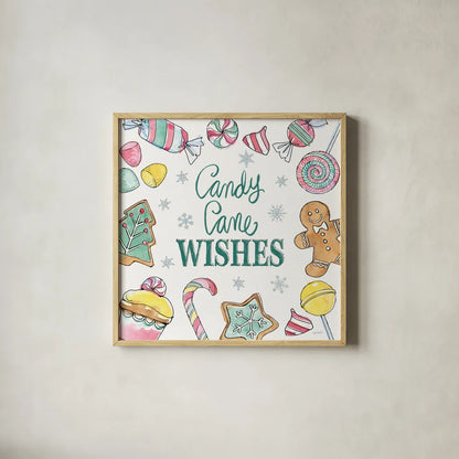 Holiday Trimmings VII by Anne Tavoletti. Shown in a natural wood glass frame for a timeless modern aesthetic. Available as an archival giclee rolled canvas, fine art paper, or poster print. SKU 78094a.