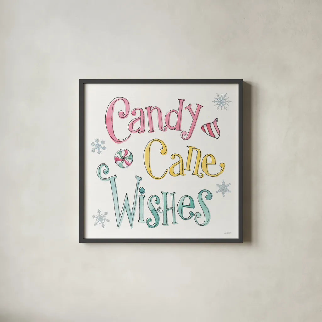 Holiday Trimmings VIII by Anne Tavoletti. Shown in a sleek black glass frame for a contemporary gallery look. Available as an archival giclee rolled canvas, fine art paper, or poster print. SKU 78095a.