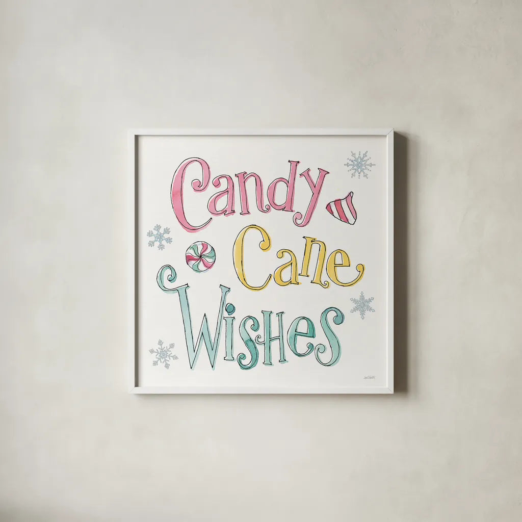 Holiday Trimmings VIII by Anne Tavoletti. Shown in a crisp white glass frame for a clean and minimalist style. Available as an archival giclee rolled canvas, fine art paper, or poster print. SKU 78095a.