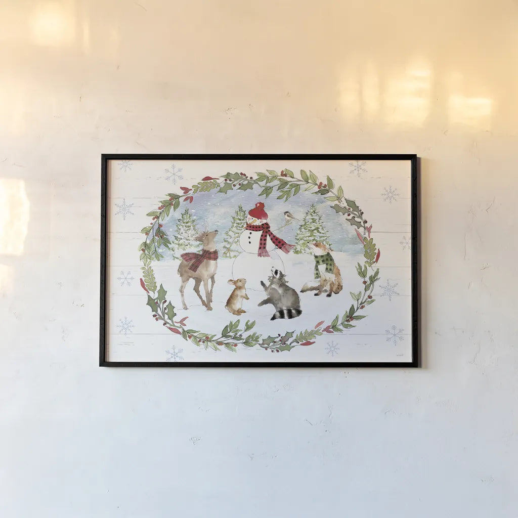 Holiday Vignette I by Anne Tavoletti. shown as a paper print in a black flame. Available as a archival giclee rolled canvas, fine art paper, or poster print. SKU 76502i.