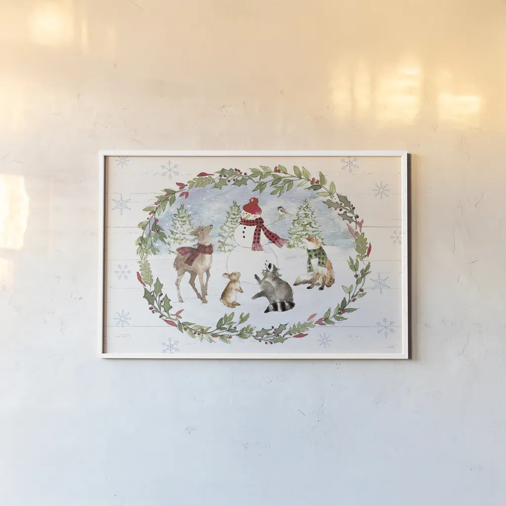 Holiday Vignette I by Anne Tavoletti. shown as a paper print in a white frame. Available as a archival giclee rolled canvas, fine art paper, or poster print. SKU 76502i.
