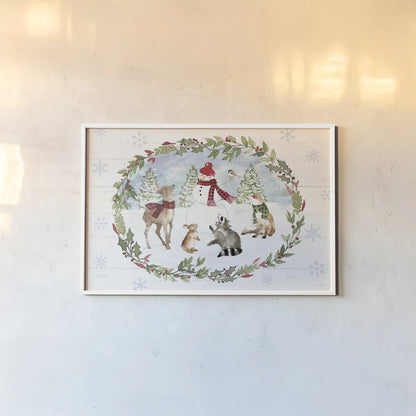 Holiday Vignette I by Anne Tavoletti. shown as a paper print in a white frame. Available as a archival giclee rolled canvas, fine art paper, or poster print. SKU 76502i.