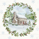 Holiday Vignette II Cabin by Anne Tavoletti. SKU 89901a. Archival Giclee Fine art print for wall decor.