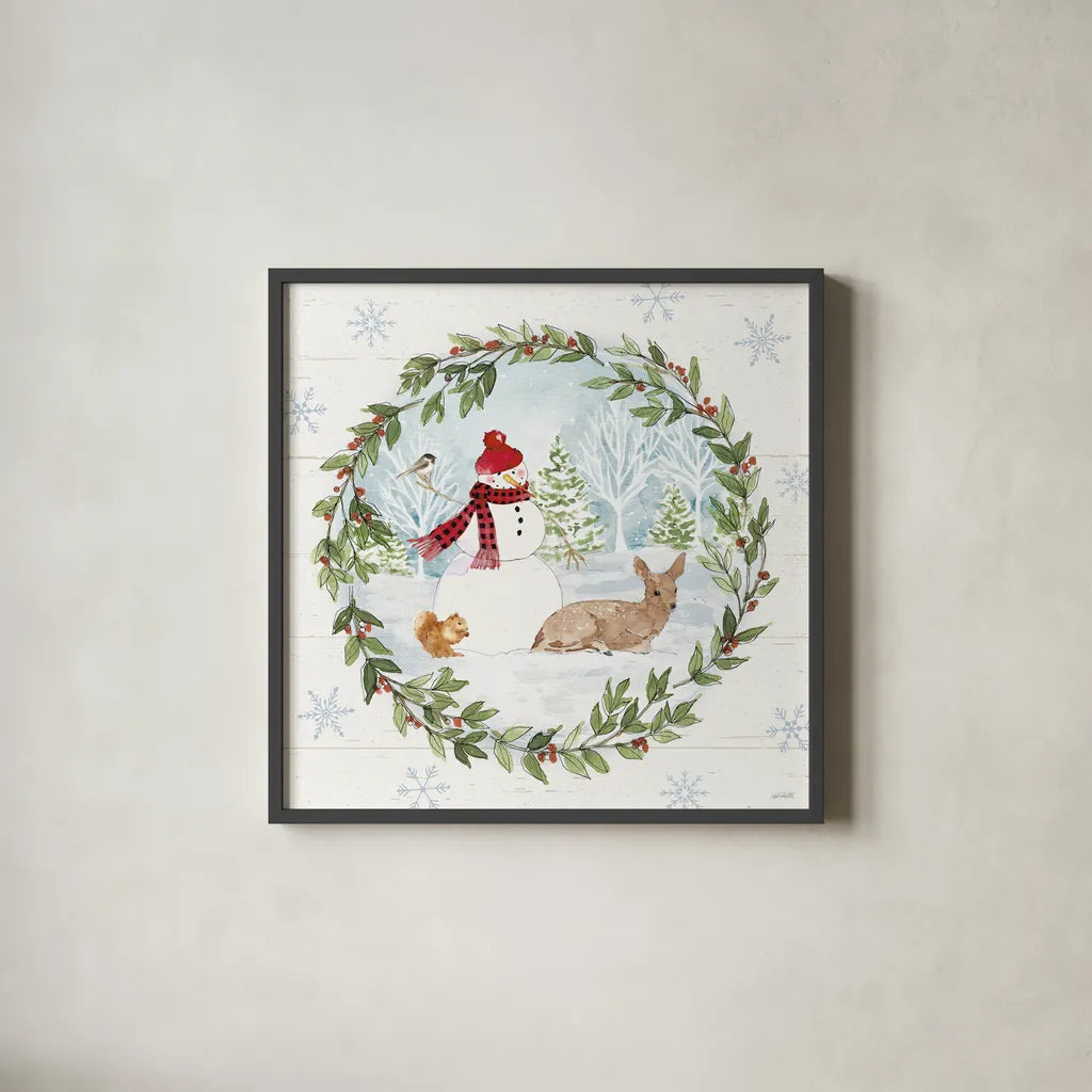 Holiday Vignette IV by Anne Tavoletti. Shown in a sleek black glass frame for a contemporary gallery look. Available as an archival giclee rolled canvas, fine art paper, or poster print. SKU 76505a.