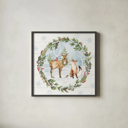 Holiday Vignette V by Anne Tavoletti. Shown in a sleek black glass frame for a contemporary gallery look. Available as an archival giclee rolled canvas, fine art paper, or poster print. SKU 76506a.