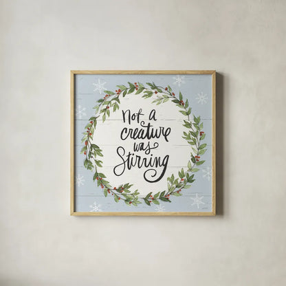 Holiday Vignette VI by Anne Tavoletti. Shown in a natural wood glass frame for a timeless modern aesthetic. Available as an archival giclee rolled canvas, fine art paper, or poster print. SKU 76507a.