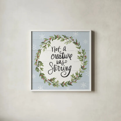 Holiday Vignette VI by Anne Tavoletti. Shown in a crisp white glass frame for a clean and minimalist style. Available as an archival giclee rolled canvas, fine art paper, or poster print. SKU 76507a.