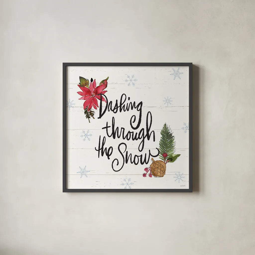 Holiday Vignette VIII by Anne Tavoletti. Shown in a sleek black glass frame for a contemporary gallery look. Available as an archival giclee rolled canvas, fine art paper, or poster print. SKU 76509a.