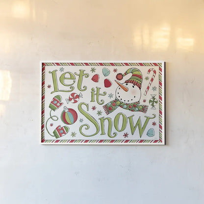 Holiday Whimsy I by Anne Tavoletti. shown as a paper print in a white frame. Available as a archival giclee rolled canvas, fine art paper, or poster print. SKU 77278i.
