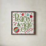 Holiday Whimsy V by Anne Tavoletti. Shown in a sleek black glass frame for a contemporary gallery look. Available as an archival giclee rolled canvas, fine art paper, or poster print. SKU 77282a.