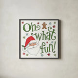 Holiday Whimsy VI by Anne Tavoletti. Shown in a sleek black glass frame for a contemporary gallery look. Available as an archival giclee rolled canvas, fine art paper, or poster print. SKU 77283a.