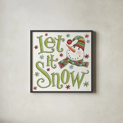 Holiday Whimsy VII by Anne Tavoletti. Shown in a sleek black glass frame for a contemporary gallery look. Available as an archival giclee rolled canvas, fine art paper, or poster print. SKU 77284a.