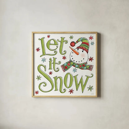 Holiday Whimsy VII by Anne Tavoletti. Shown in a natural wood glass frame for a timeless modern aesthetic. Available as an archival giclee rolled canvas, fine art paper, or poster print. SKU 77284a.