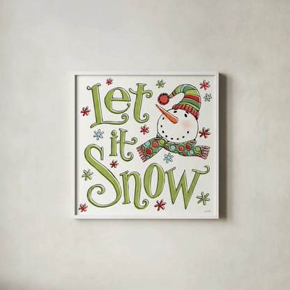 Holiday Whimsy VII by Anne Tavoletti. Shown in a crisp white glass frame for a clean and minimalist style. Available as an archival giclee rolled canvas, fine art paper, or poster print. SKU 77284a.