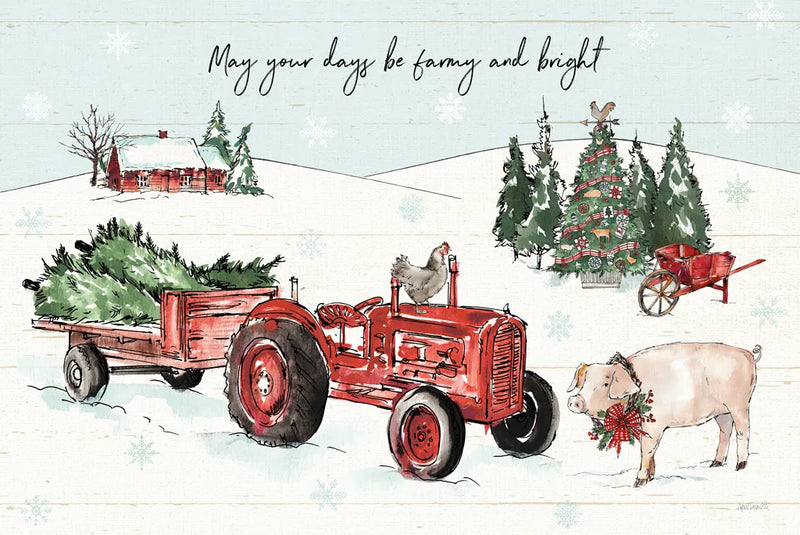 Holiday on the Farm I Farmy and Bright by Anne Tavoletti. SKU 38397i. Archival Giclee Fine art print for wall decor.