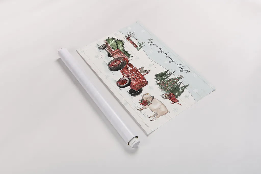 Holiday on the Farm I Farmy and Bright by Anne Tavoletti. shown as a rolled paper print. Available as archival giclee rolled canvas, fine art paper, or poster print. SKU 38397i.