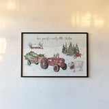 Holiday on the Farm I with Headlights by Anne Tavoletti. shown as a paper print in a black flame. Available as a archival giclee rolled canvas, fine art paper, or poster print. SKU 46662i.