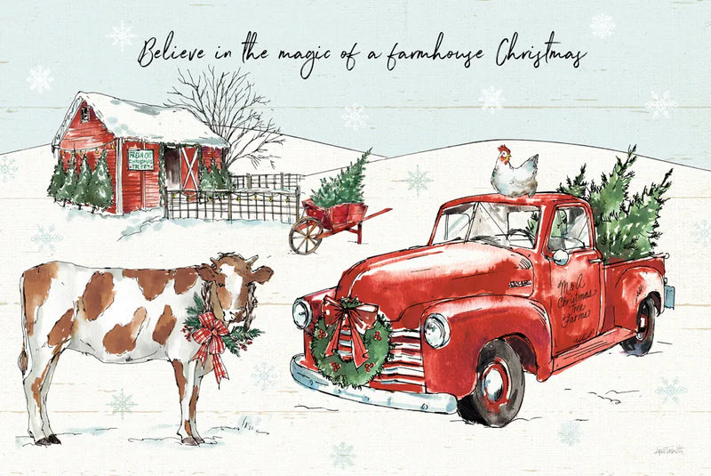 Holiday on the Farm II Believe by Anne Tavoletti. SKU 38398i. Archival Giclee Fine art print for wall decor.