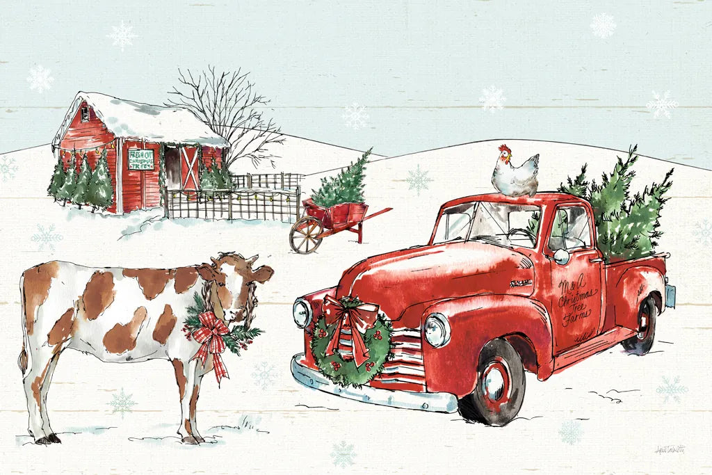 Holiday on the Farm II No Words by Anne Tavoletti. SKU 81964i. Archival Giclee Fine art print for wall decor.