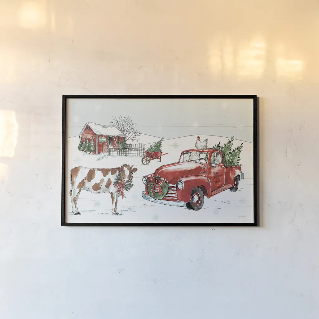 Holiday on the Farm II No Words by Anne Tavoletti. shown as a paper print in a black flame. Available as a archival giclee rolled canvas, fine art paper, or poster print. SKU 81964i.