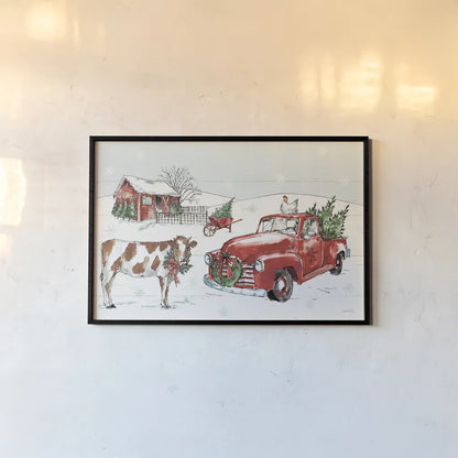 Holiday on the Farm II No Words by Anne Tavoletti. shown as a paper print in a black flame. Available as a archival giclee rolled canvas, fine art paper, or poster print. SKU 81964i.