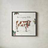 Holiday on the Farm III by Anne Tavoletti. Shown in a sleek black glass frame for a contemporary gallery look. Available as an archival giclee rolled canvas, fine art paper, or poster print. SKU 37273a.