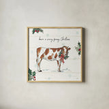 Holiday on the Farm III by Anne Tavoletti. Shown in a natural wood glass frame for a timeless modern aesthetic. Available as an archival giclee rolled canvas, fine art paper, or poster print. SKU 37273a.
