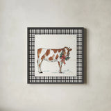 Holiday on the Farm III BW by Anne Tavoletti. Shown in a sleek black glass frame for a contemporary gallery look. Available as an archival giclee rolled canvas, fine art paper, or poster print. SKU 67996a.
