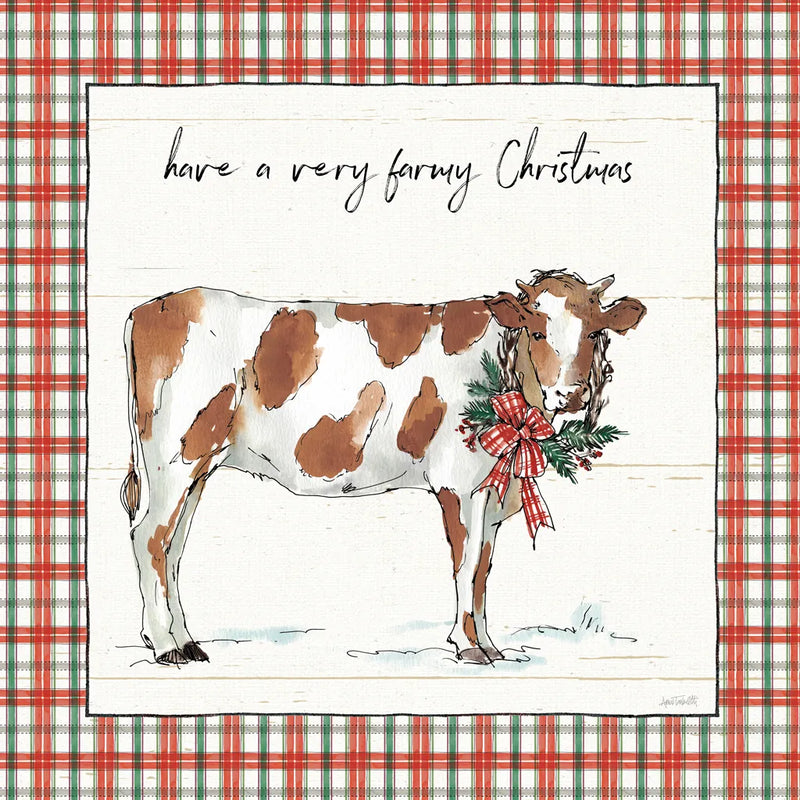 Holiday on the Farm III Plaid by Anne Tavoletti. SKU 38392a. Archival Giclee Fine art print for wall decor.