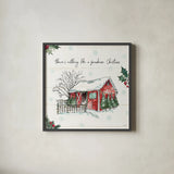 Holiday on the Farm IV by Anne Tavoletti. Shown in a sleek black glass frame for a contemporary gallery look. Available as an archival giclee rolled canvas, fine art paper, or poster print. SKU 37274a.
